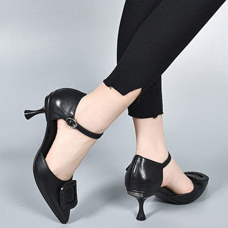 Lively® Sandales 35 / Noir Hauts talons en cuir | Lively®